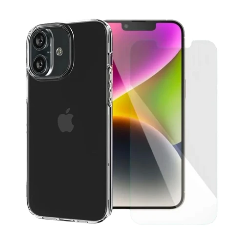 Pack 1 Housse ultra fine TPU Transparente + 1 Glass 2.5D Apple iPhone 16 - Neuf