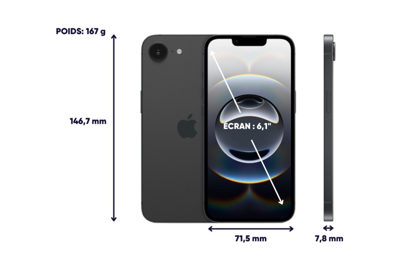 Dimensions et poids iPhone 16e